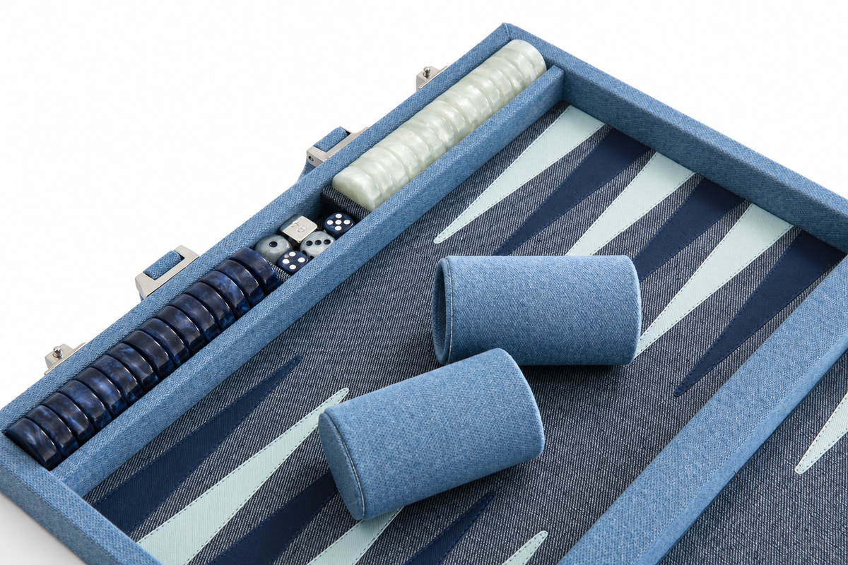 Backgammon Travel Size - Mezclilla Clara